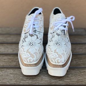 Stella McCartney Size 37 White Lace Platform Sneakers